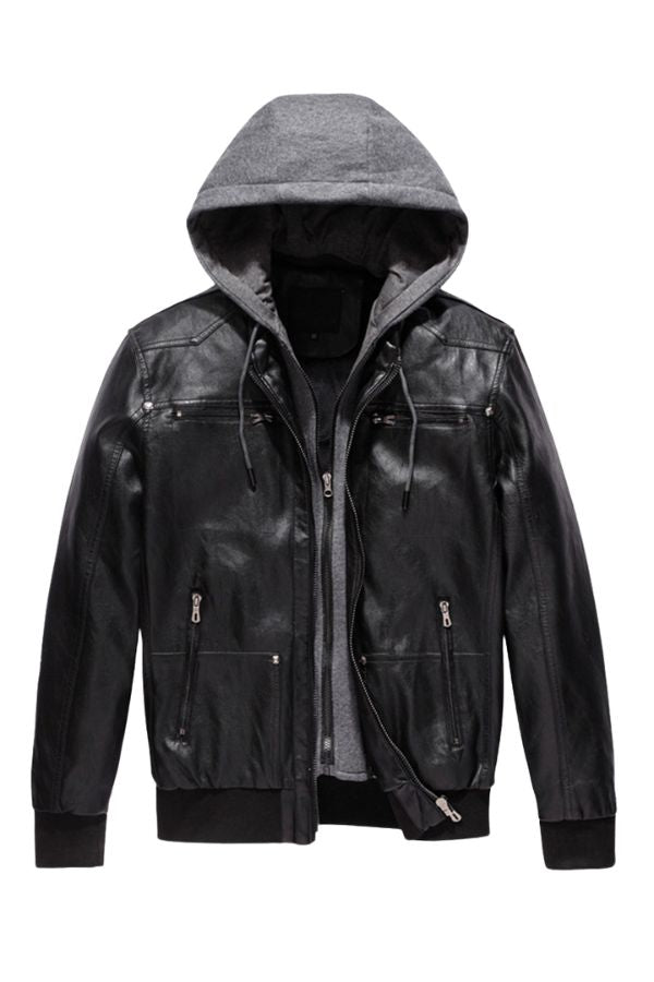 Detachable Hood Faux Leather Jacket Marcus Store