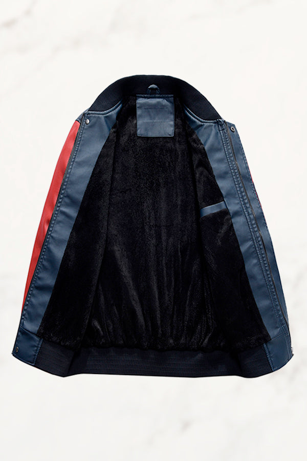 Marcus Store Faux Leather Baseball Jacket | Black|Yellow | XXL